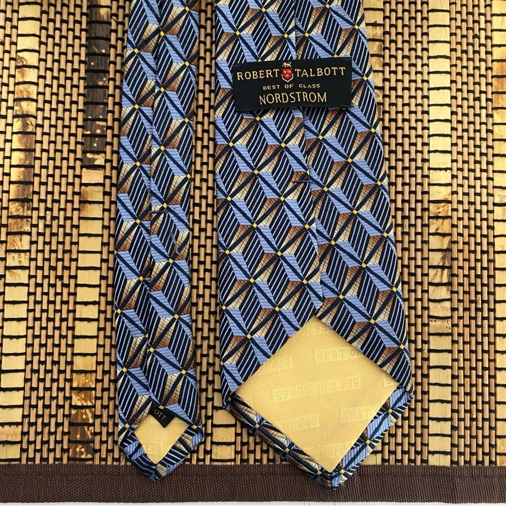 Robert Talbott Best of Class Silk Tie Blue Gold Geometric USA Nordstrom Classic